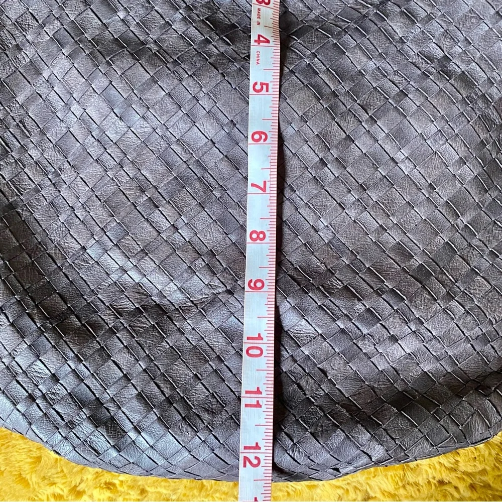 Grey Woven Leather Hobo Bag